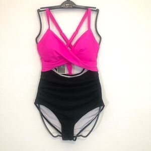 Hot Pink and Black Swimsuit